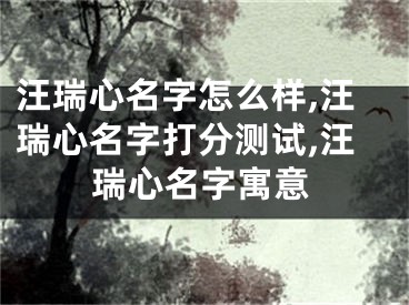 汪瑞心名字怎么样,汪瑞心名字打分测试,汪瑞心名字寓意