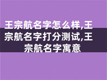 王宗航名字怎么样,王宗航名字打分测试,王宗航名字寓意