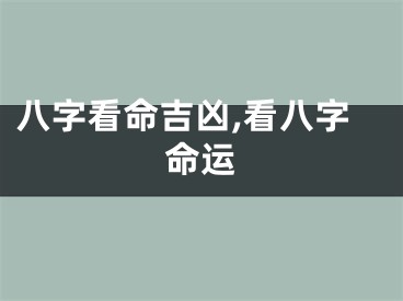 八字看命吉凶,看八字命运