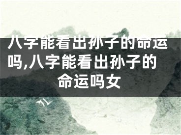 八字能看出孙子的命运吗,八字能看出孙子的命运吗女