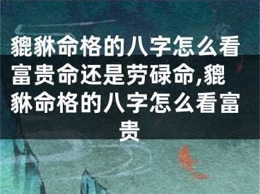 貔貅命格的八字怎么看富贵命还是劳碌命,貔貅命格的八字怎么看富贵