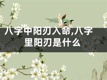 八字中阳刃入命,八字里阳刃是什么
