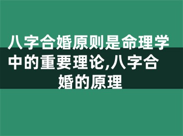 八字合婚原则是命理学中的重要理论,八字合婚的原理