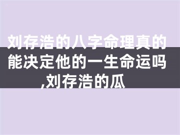 刘存浩的八字命理真的能决定他的一生命运吗,刘存浩的瓜