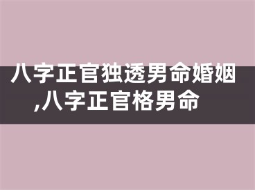 八字正官独透男命婚姻,八字正官格男命