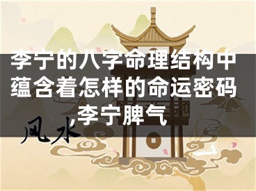 李宁的八字命理结构中蕴含着怎样的命运密码,李宁脾气