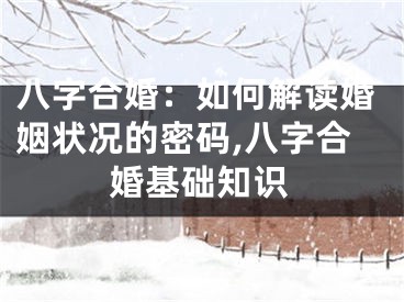 八字合婚：如何解读婚姻状况的密码,八字合婚基础知识