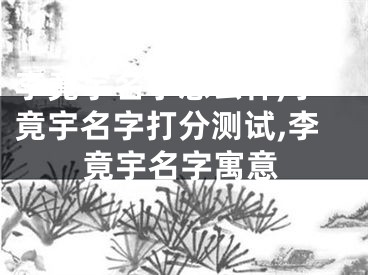 李竟宇名字怎么样,李竟宇名字打分测试,李竟宇名字寓意
