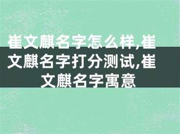 崔文麒名字怎么样,崔文麒名字打分测试,崔文麒名字寓意