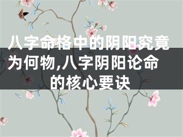 八字命格中的阴阳究竟为何物,八字阴阳论命的核心要诀
