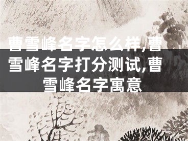 曹雪峰名字怎么样,曹雪峰名字打分测试,曹雪峰名字寓意