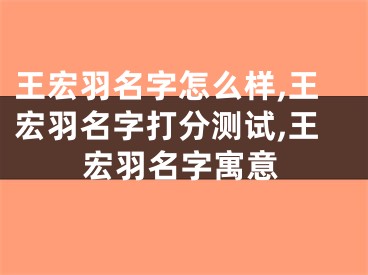 王宏羽名字怎么样,王宏羽名字打分测试,王宏羽名字寓意