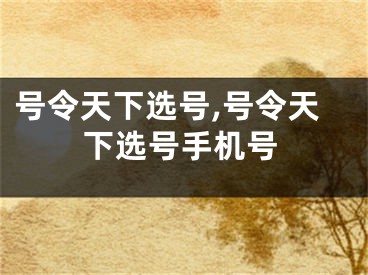 号令天下选号,号令天下选号手机号
