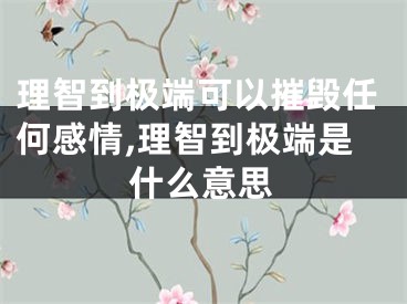 理智到极端可以摧毁任何感情,理智到极端是什么意思