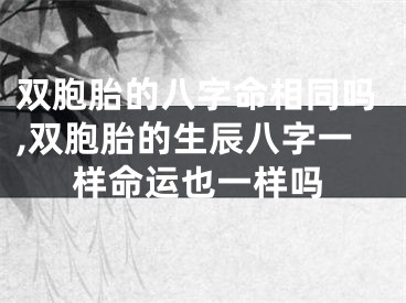 双胞胎的八字命相同吗,双胞胎的生辰八字一样命运也一样吗