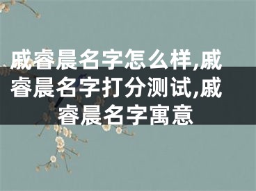 戚睿晨名字怎么样,戚睿晨名字打分测试,戚睿晨名字寓意