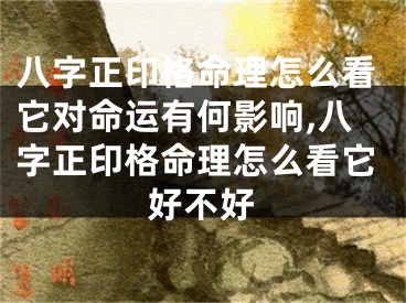 八字正印格命理怎么看它对命运有何影响,八字正印格命理怎么看它好不好