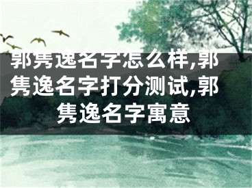 郭隽逸名字怎么样,郭隽逸名字打分测试,郭隽逸名字寓意