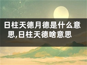 日柱天德月德是什么意思,日柱天德啥意思