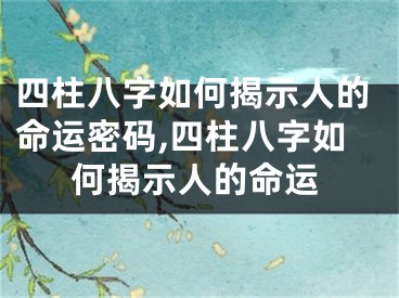四柱八字如何揭示人的命运密码,四柱八字如何揭示人的命运