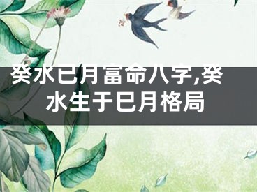 癸水已月富命八字,癸水生于巳月格局
