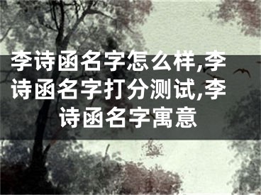 李诗函名字怎么样,李诗函名字打分测试,李诗函名字寓意