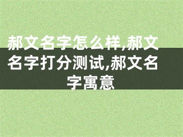 郝文名字怎么样,郝文名字打分测试,郝文名字寓意