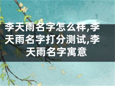 李天雨名字怎么样,李天雨名字打分测试,李天雨名字寓意