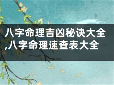 八字命理吉凶秘诀大全,八字命理速查表大全