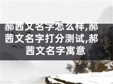 郝茜文名字怎么样,郝茜文名字打分测试,郝茜文名字寓意