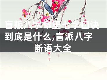 盲叛八字命里七字口诀到底是什么,盲派八字断语大全