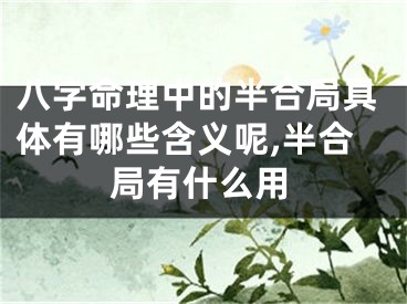 八字命理中的半合局具体有哪些含义呢,半合局有什么用