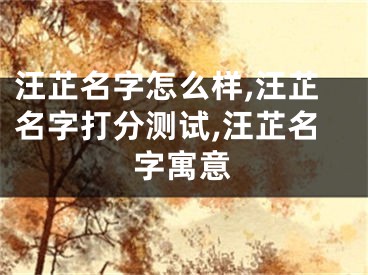 汪芷名字怎么样,汪芷名字打分测试,汪芷名字寓意