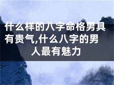 什么样的八字命格男具有贵气,什么八字的男人最有魅力