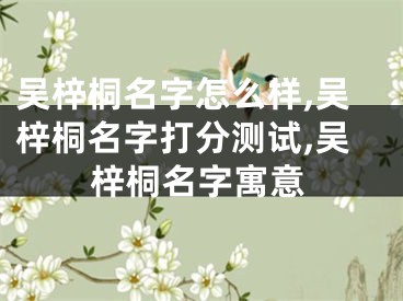 吴梓桐名字怎么样,吴梓桐名字打分测试,吴梓桐名字寓意