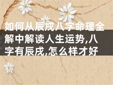 如何从辰戌八字命理全解中解读人生运势,八字有辰戌,怎么样才好