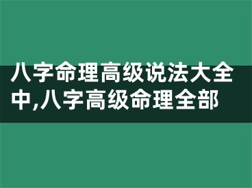 八字命理高级说法大全中,八字高级命理全部