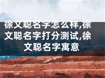 徐文聪名字怎么样,徐文聪名字打分测试,徐文聪名字寓意