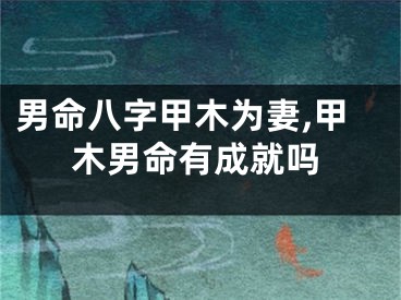 男命八字甲木为妻,甲木男命有成就吗