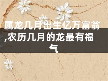 属龙几月出生亿万富翁,农历几月的龙最有福气