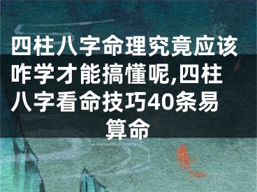 四柱八字命理究竟应该咋学才能搞懂呢,四柱八字看命技巧40条易算命