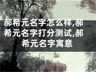 郝希元名字怎么样,郝希元名字打分测试,郝希元名字寓意