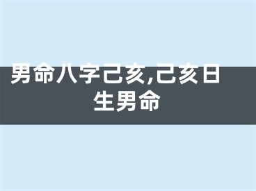 男命八字己亥,己亥日生男命