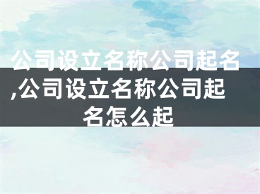 公司设立名称公司起名,公司设立名称公司起名怎么起