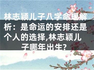 林志颖儿子八字命理解析：是命运的安排还是个人的选择,林志颖儿子哪年出生?