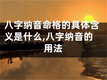 八字纳音命格的具体含义是什么,八字纳音的用法