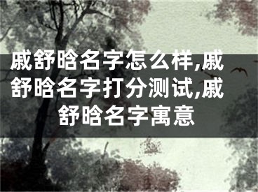 戚舒晗名字怎么样,戚舒晗名字打分测试,戚舒晗名字寓意