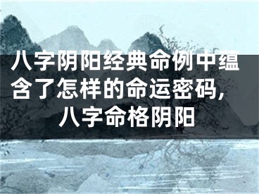 八字阴阳经典命例中蕴含了怎样的命运密码,八字命格阴阳
