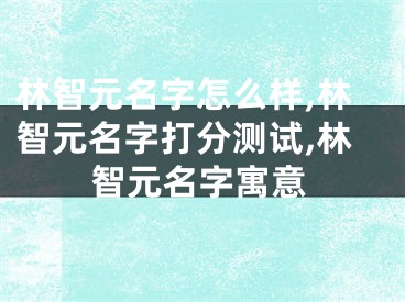 林智元名字怎么样,林智元名字打分测试,林智元名字寓意