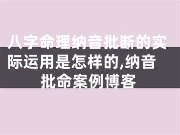 八字命理纳音批断的实际运用是怎样的,纳音批命案例博客